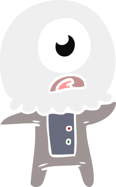 Düz renkli çizgi film Tepegöz uzaylı uzay adamı bir insan tarafından çizildi.