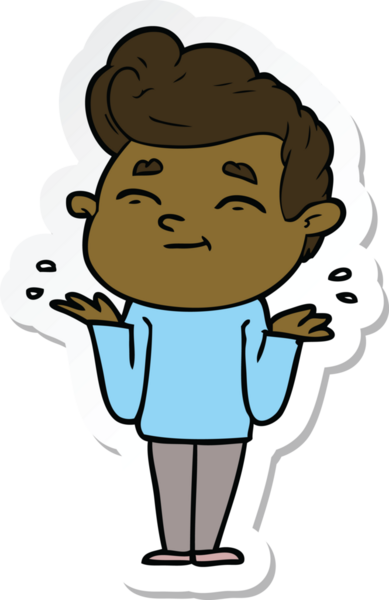 Bir insan tarafından çizilmiş mutlu bir çizgi film karakterinin çıkartması.