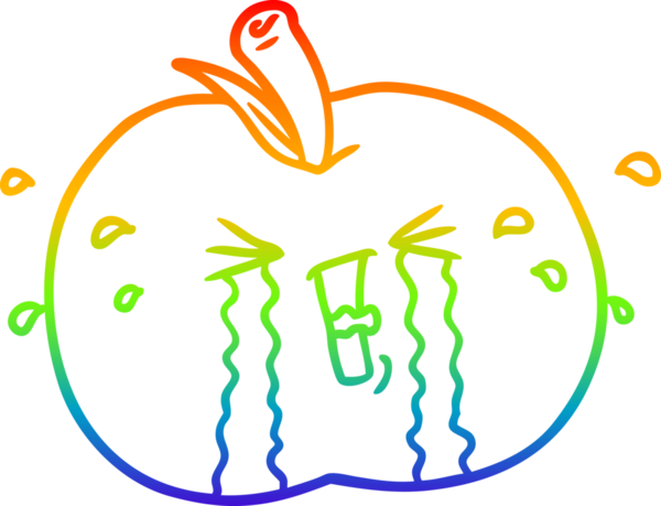 gökkuşağı gradyan çizimi bir insan tarafından çizilmiş bir elma karikatürü