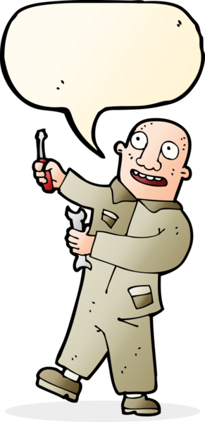 bir insan tarafından çizilmiş konuşma balonu olan karikatür tamircisi