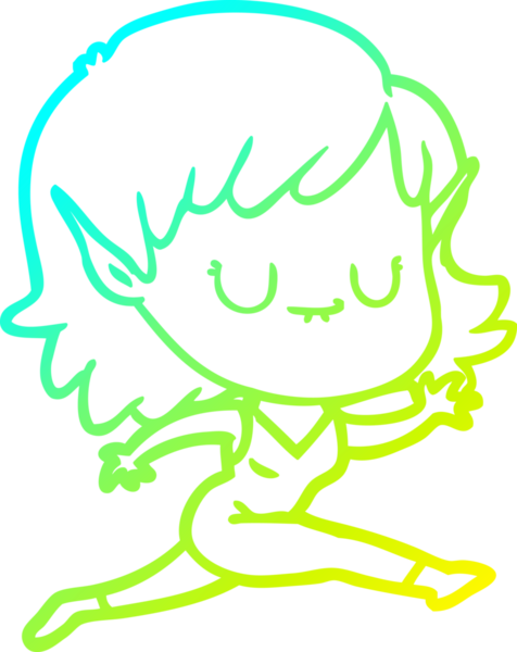 Bir insan tarafından çizilen mutlu bir elf kızı çizimi.