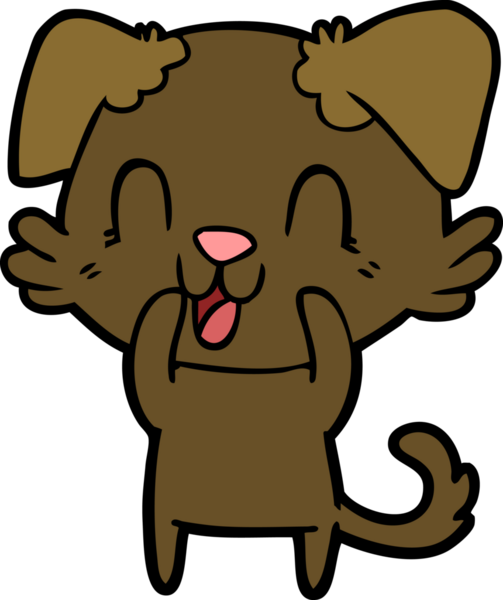 Bir insan tarafından çizilmiş gülen çizgi film köpeği.