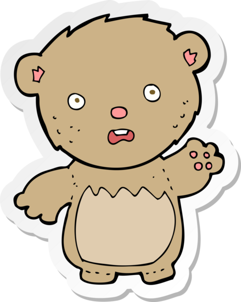 Bir insan tarafından çizilmiş endişeli oyuncak ayının çıkartması.