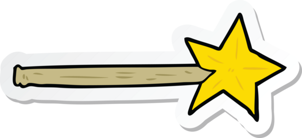 Bir insan tarafından çizilmiş sihirli değnek çıkartması.