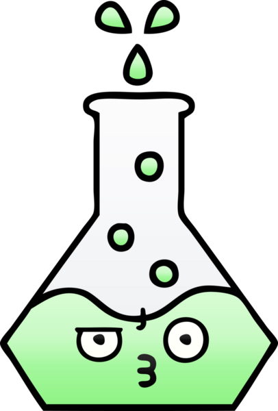 Bir insan tarafından çizilmiş bir deney şişesinin gölgelenmiş gölgesi.