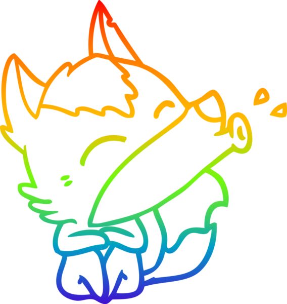 Uluyan bir kurt çizgi filminin gökkuşağı gradyanı insan tarafından çizilmiş.