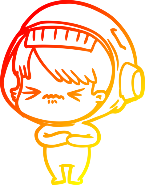 Bir insan tarafından çizilmiş kızgın bir uzay kızının sıcak çizgi çizimi