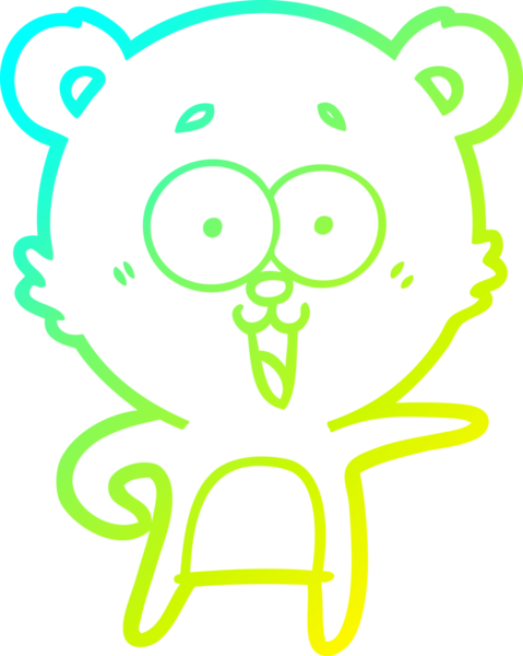 Bir insan tarafından çizilmiş gülen oyuncak ayı çizgi filmi.