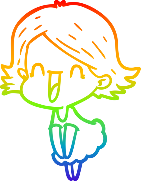 gökkuşağı gradyan çizimi bir insan tarafından çizilmiş mutlu bir kadın çizgi