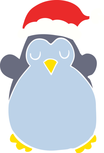 Bir insan tarafından çizilmiş şirin bir Noel pengueni.