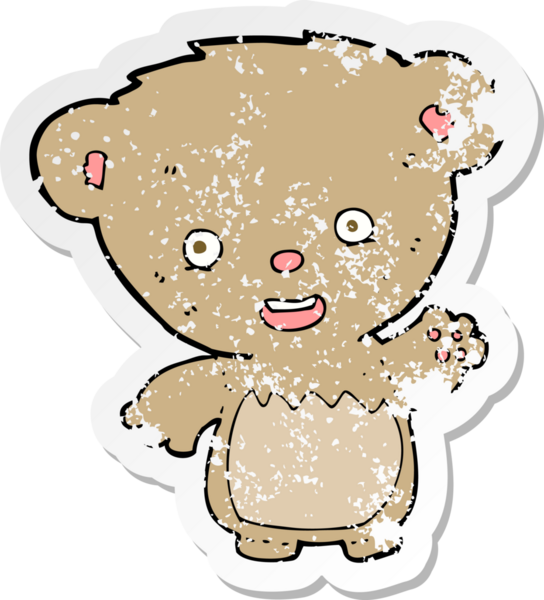 Bir insan tarafından çizilen oyuncak ayının gerilimli çıkartması.