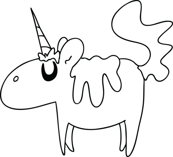 Bir insan tarafından çizilmiş tek boynuzlu at çizimi.