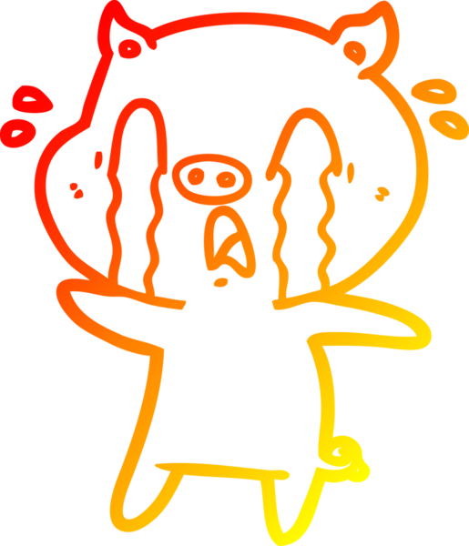 Bir insan tarafından çizilmiş, ağlayan bir domuz çizgi filmi.