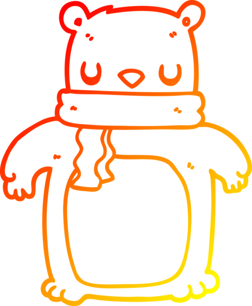 Bir insan tarafından çizilmiş eşarplı çizgi film ayısının sıcak çizgi çizimi