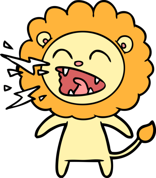 Bir insan tarafından çizilmiş kükreyen aslan çizgi filmi.