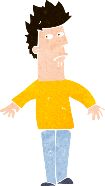 Bir insan tarafından çizilmiş endişeli bir adam.