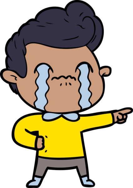 Bir insan tarafından çizilmiş ağlayan çizgi film adamı.