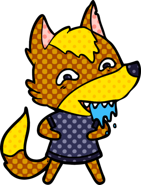 Bir insan tarafından çizilmiş tilki çizgi film karakteri