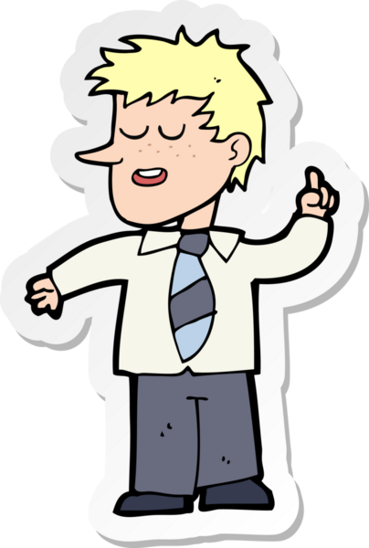 Bir insan tarafından çizilmiş iyi bir fikri olan bir karikatürcünün çıkartması.