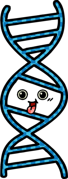Bir insan tarafından çizilmiş bir DNA ipliğinin çizgi romanı.