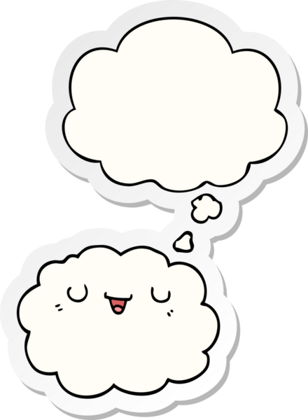 Düşünce baloncuklu karikatür bulutu insan tarafından çizilmiş bir çıkartma.