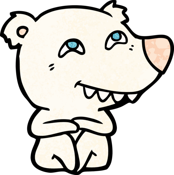 Karikatür kutup ayısı bir insan tarafından çizilmiş dişleri gösteriyor