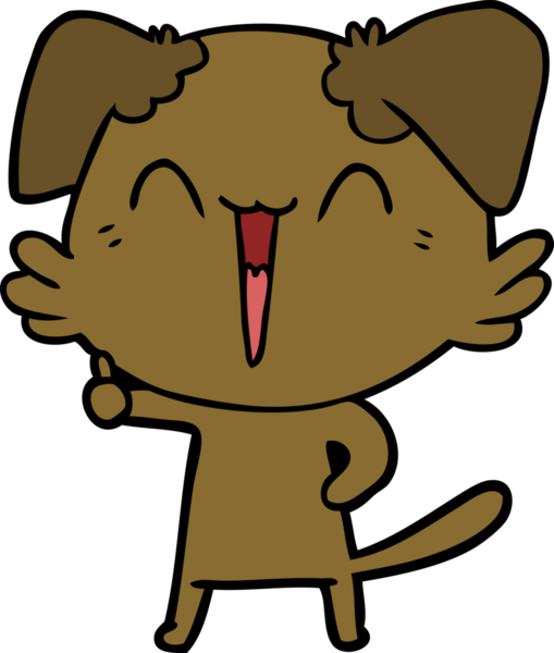 Bir insan tarafından çizilmiş küçük mutlu köpek çizgi filmi.