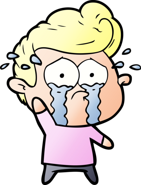 Bir insan tarafından çizilmiş ağlayan bir karikatür.