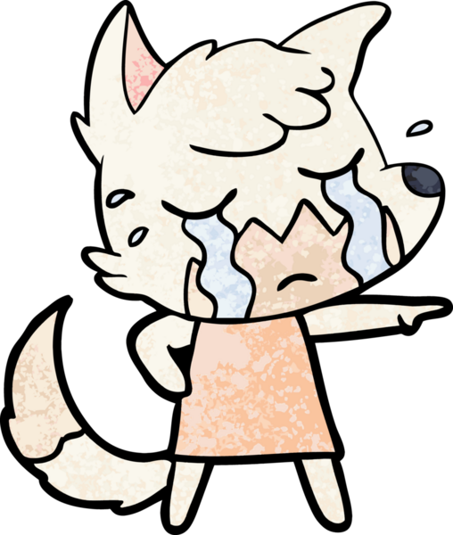 Bir insan tarafından çizilmiş ağlayan tilki çizgi filmi.