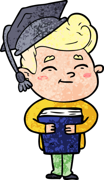 Bir insan tarafından çizilmiş mutlu çizgi film öğrencisi.