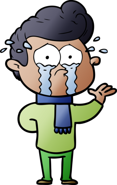 Bir insan tarafından çizilmiş ağlayan bir karikatür.