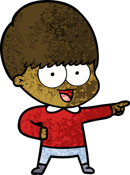 Bir insan tarafından çizilmiş mutlu çizgi film çocuğu.