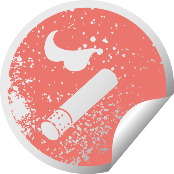 Bir insan tarafından çizilmiş sigara izmaritinin, sıkıntılı, dairesel soyma etiketi.