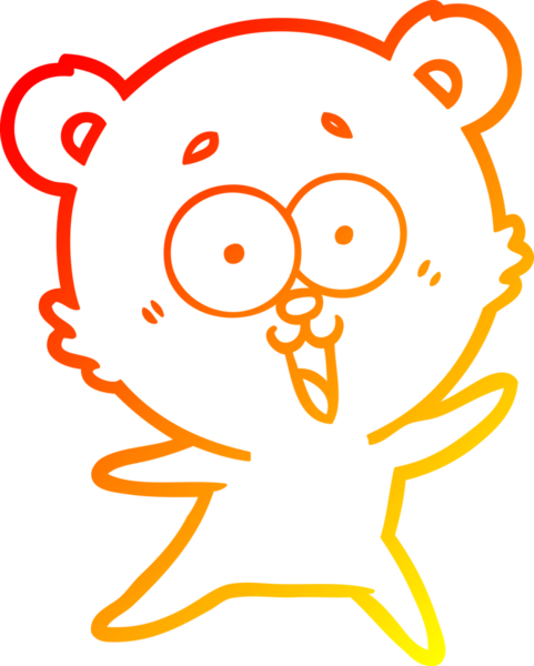 Bir insan tarafından çizilmiş gülen oyuncak ayının sıcak çizgi çizimi.