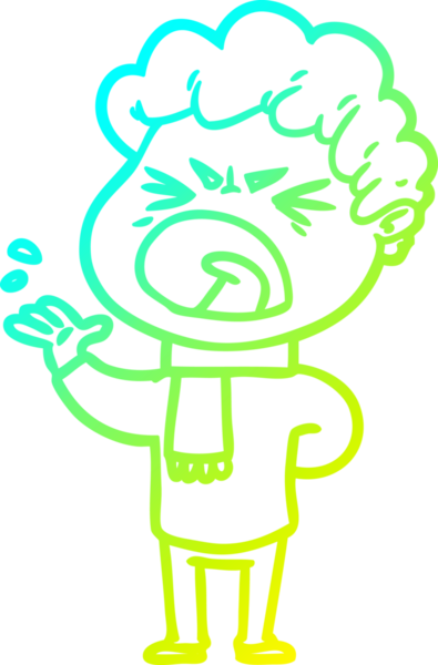 Bir insan tarafından çizilmiş öfkeli bir çizgi film karakteri.