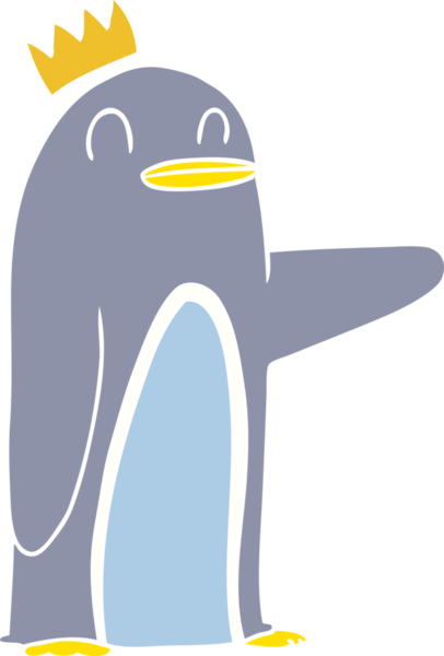 Düz renkli çizgi film imparatoru penguen bir insan tarafından çizilmiş.