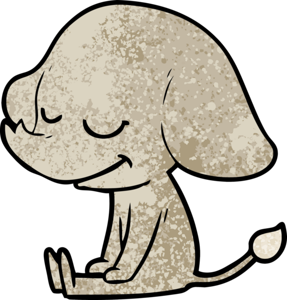 Bir insan tarafından çizilmiş gülümseyen bir fil.