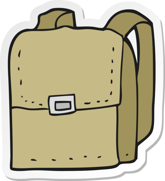 Bir insan tarafından çizilmiş bir karikatür çantasının etiketi.