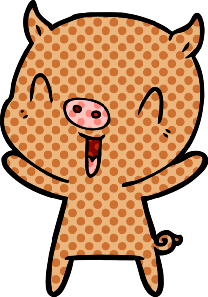 Bir insan tarafından çizilmiş mutlu çizgi film domuzu.