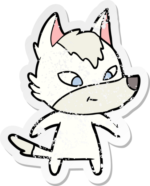 Bir insan tarafından çizilmiş dost canlısı bir kurdun sıkıntılı çıkartması.