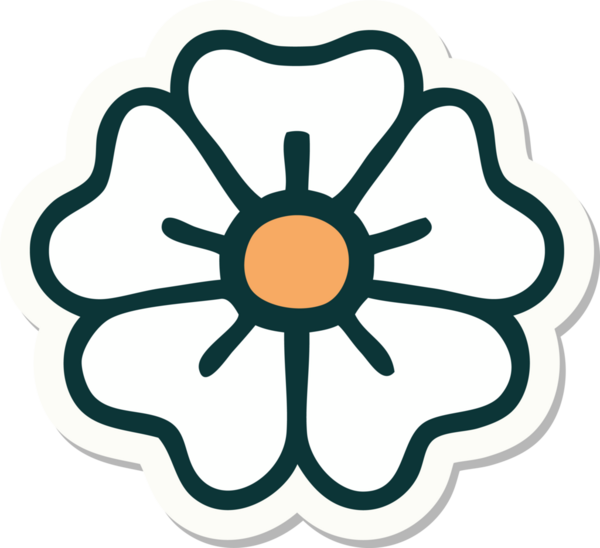 Bir insan tarafından çizilmiş geleneksel bir çiçek stiliyle dövme çıkartması.