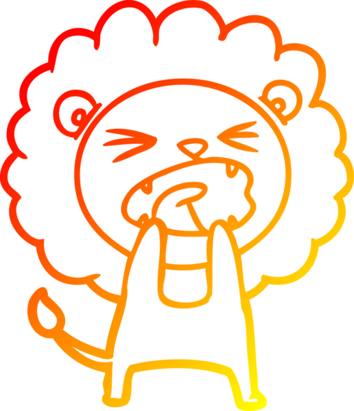 Bir insan tarafından çizilmiş kızgın bir aslanın sıcak çizgi çizimi.