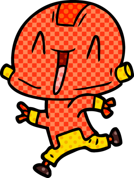 Bir insan tarafından çizilmiş çizgi film robotu