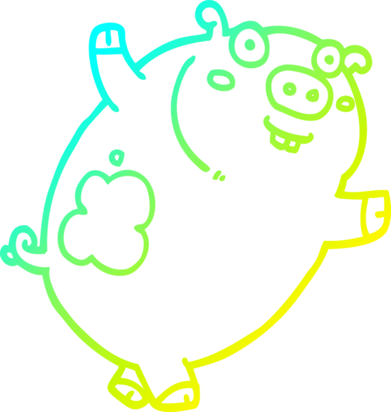 Bir insan tarafından çizilmiş komik bir domuz çizgi filmi.