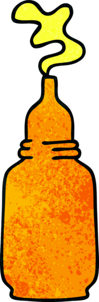 Bir insan tarafından çizilmiş garip hardal şişesi.