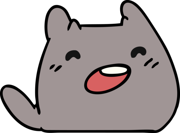 Bir insan tarafından çizilmiş bir kawai kedisinin karikatür çizimi