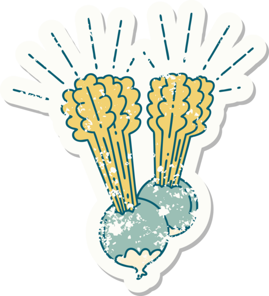 Bir insanın çizdiği yapraklı pancar dövmesi stili eski bir etiket.