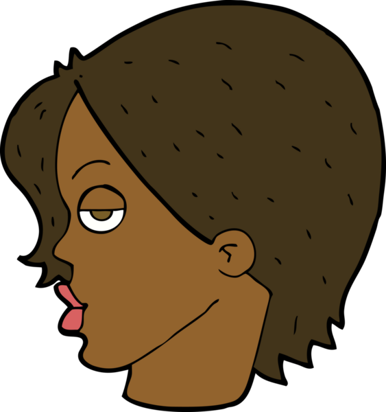 Bir insan tarafından çizilmiş kaşlarını kaldıran çizgi filmdeki kadın.