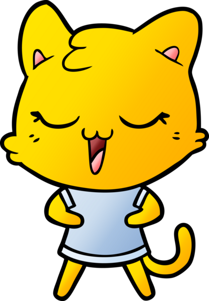 Bir insan tarafından çizilmiş mutlu çizgi film kedisi.
