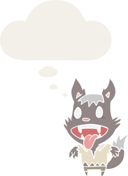 insan tarafından çizilmiş düşünce baloncuğu olan bir kurtadam.